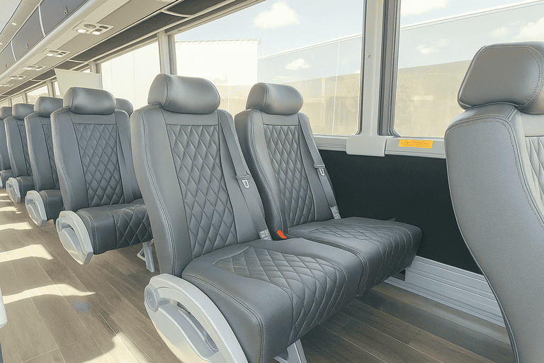 interior of Coach Bus San Mateo charter bus